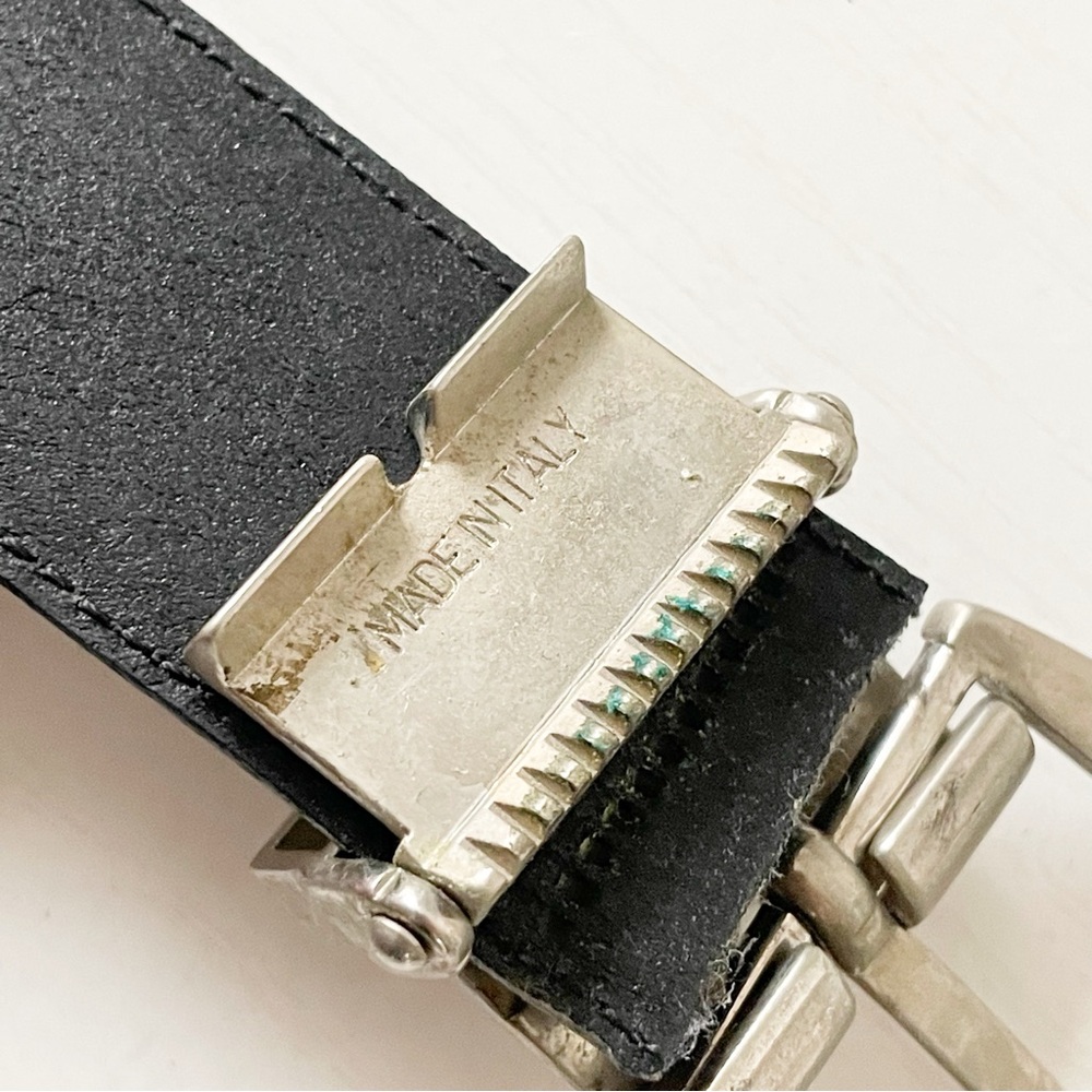 Fendi black leather silver buckle unisex vintage belt - Picture 7 of 11